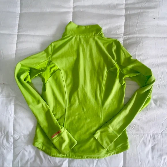 Abercrombie & Fitch Vintage Womens Running Jacket 1/4 Zip Green Thumb Hole Mesh - Picture 4 of 4